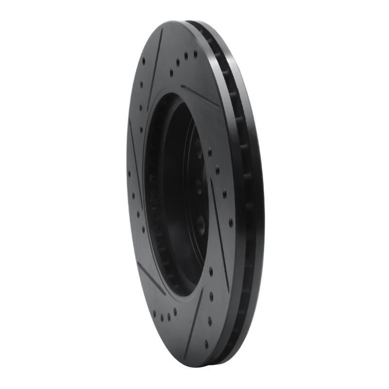 Mini Cooper Brake Rotor (1) - Front Right - R1 Concepts - Drilled & Slotted - Black - `14-`24